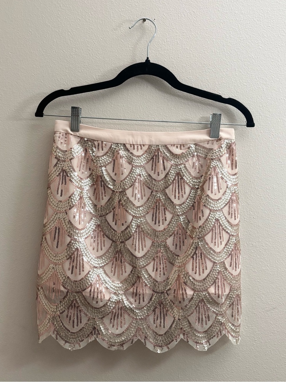 NWT Free People Sequin Scallop Mini Skirt - Rose Gold - Picture 8 of 13